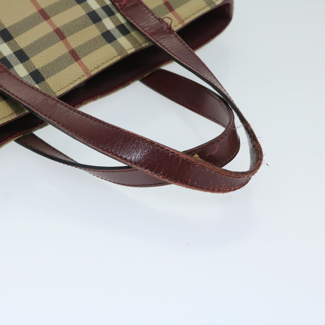 Burberry Nova Check Tote Bag PVC Beige Auth 67654