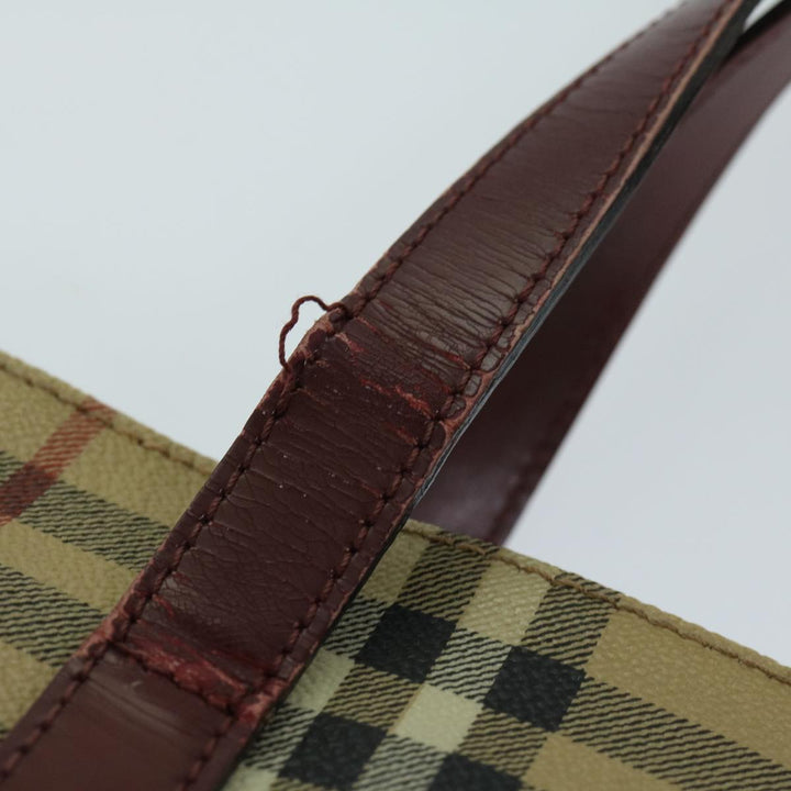 Burberry Nova Check Tote Bag PVC Beige Auth 67654