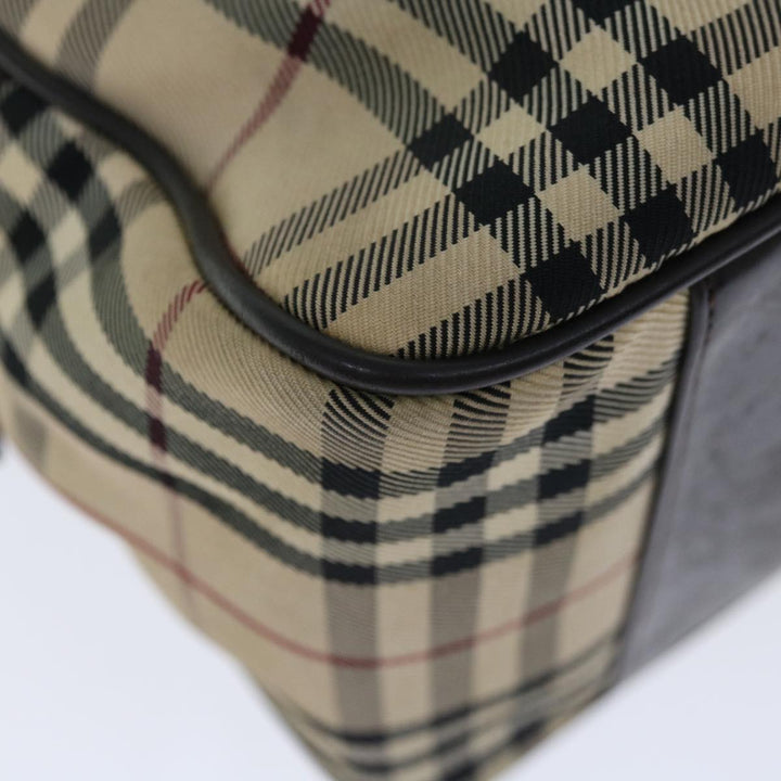 Burberry Nova Check Boston Bag Canvas Beige Auth 67656