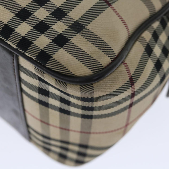 Burberry Nova Check Boston Bag Canvas Beige Auth 67656