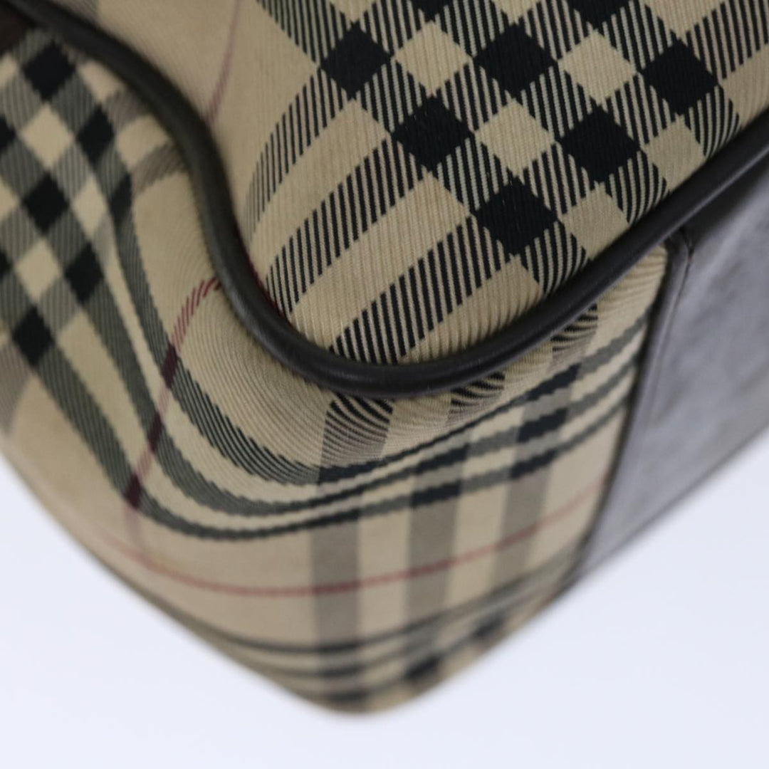 Burberry Nova Check Boston Bag Canvas Beige Auth 67656