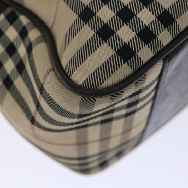 Burberry Nova Check Boston Bag Canvas Beige Auth 67656