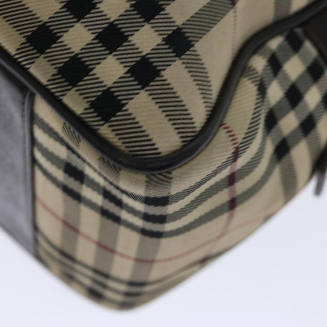 Burberry Nova Check Boston Bag Canvas Beige Auth 67656