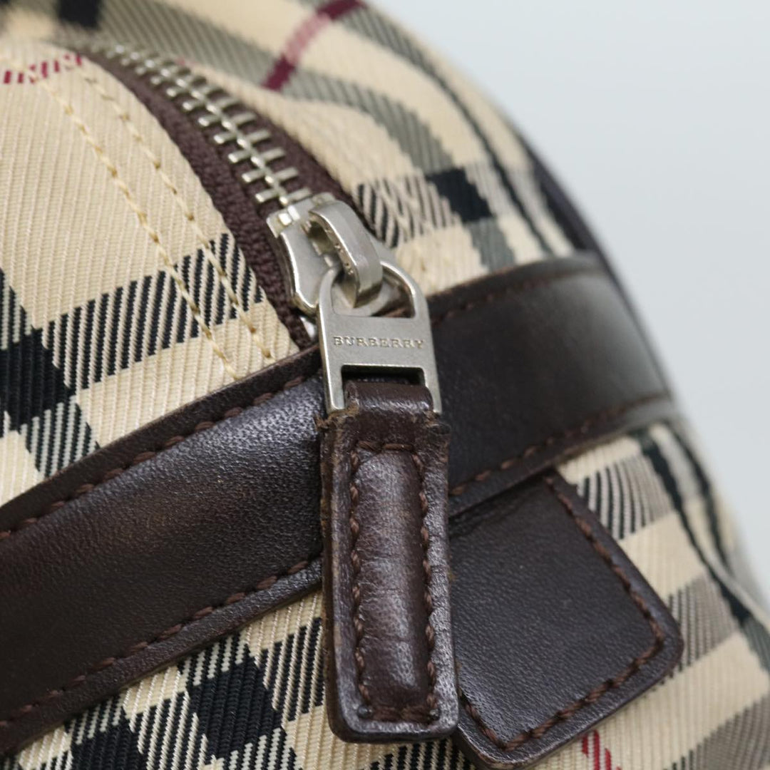 Burberry Nova Check Boston Bag Canvas Beige Auth 67656