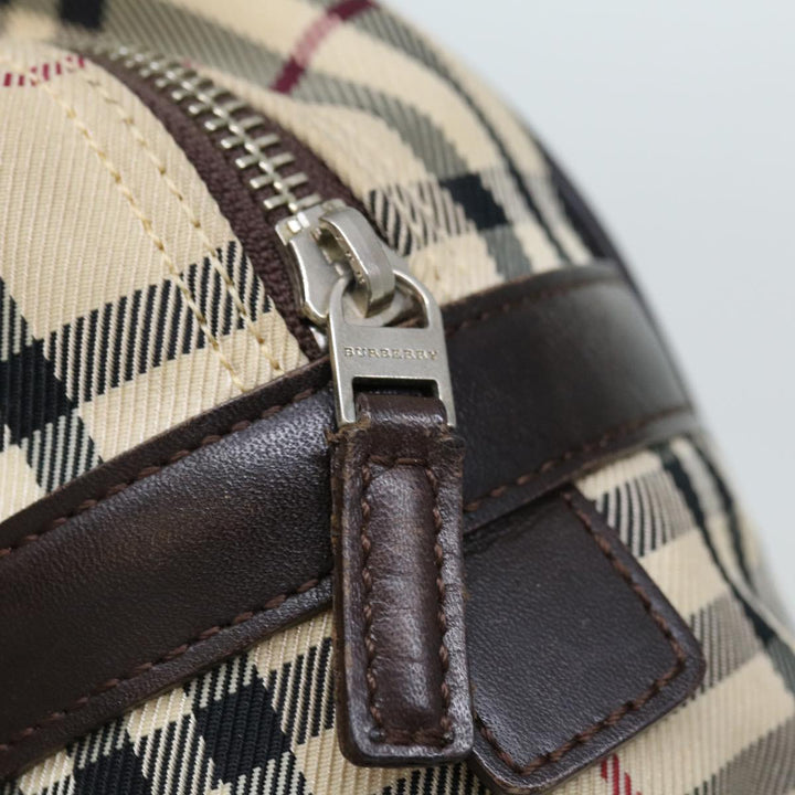 Burberry Nova Check Boston Bag Canvas Beige Auth 67656