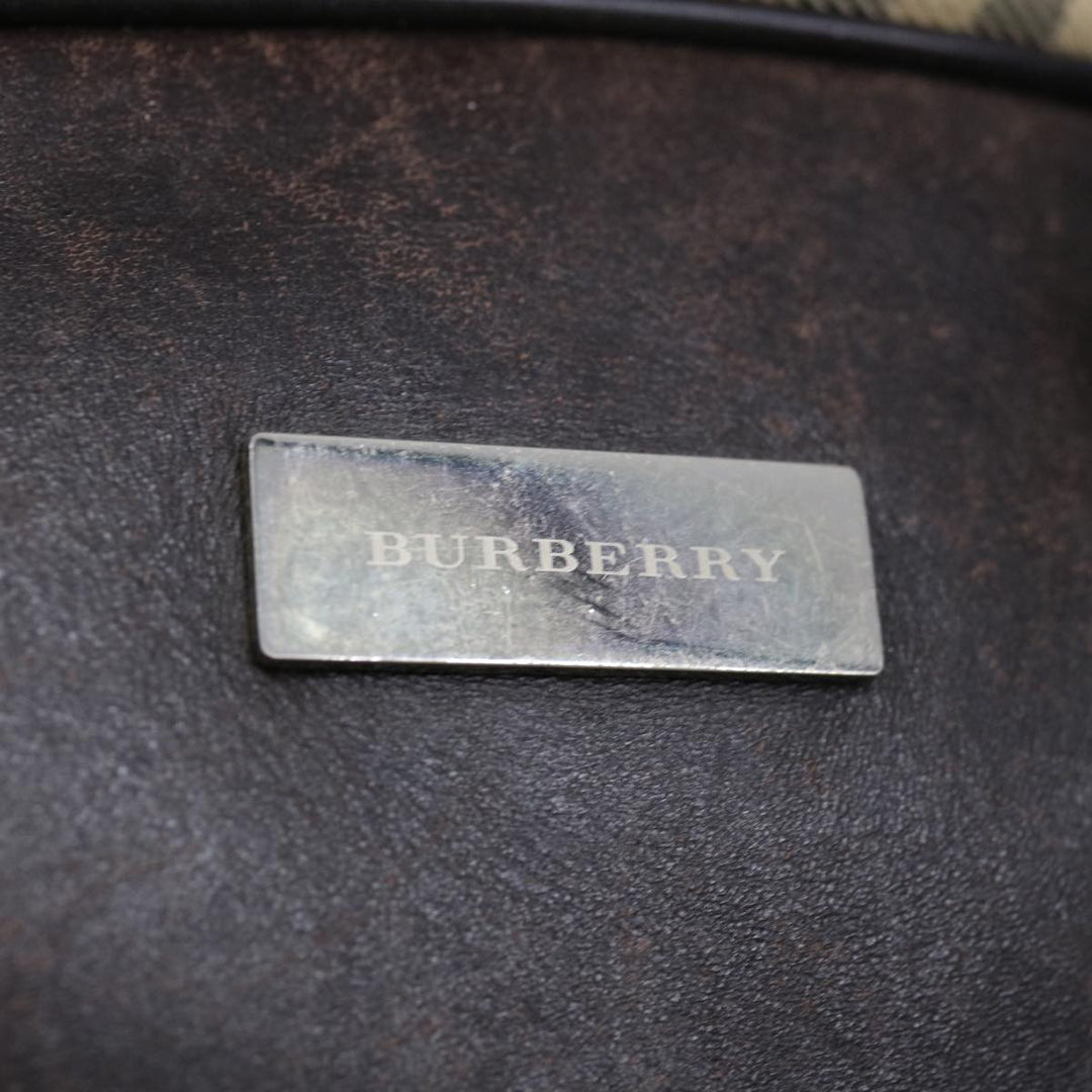 Burberry Nova Check Boston Bag Canvas Beige Auth 67656