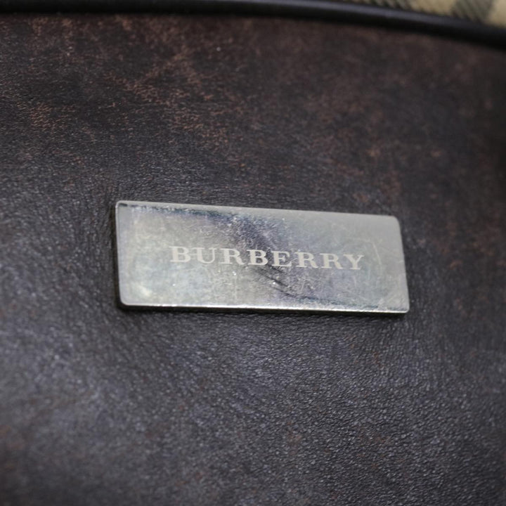 Burberry Nova Check Boston Bag Canvas Beige Auth 67656