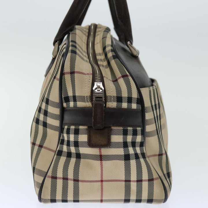 Burberry Nova Check Boston Bag Canvas Beige Auth 67656