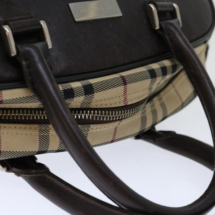 Burberry Nova Check Boston Bag Canvas Beige Auth 67656