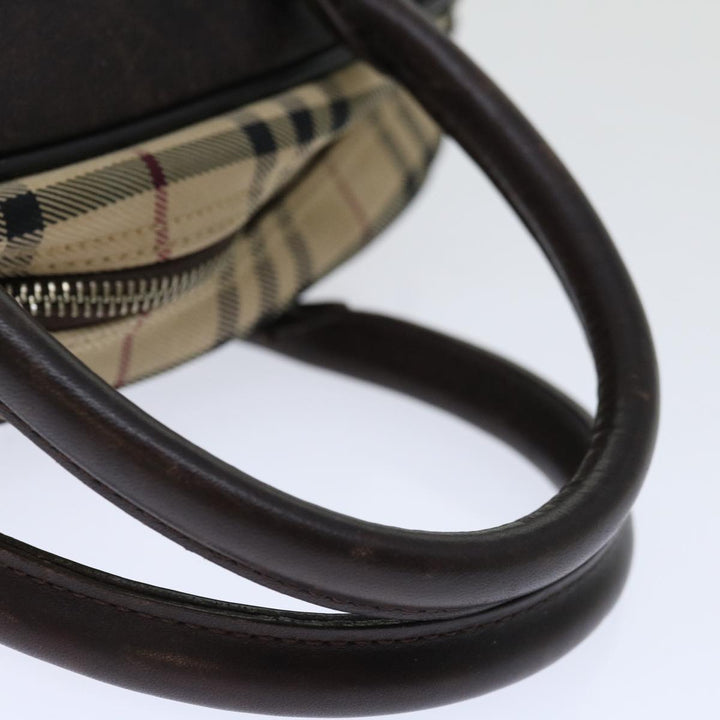 Burberry Nova Check Boston Bag Canvas Beige Auth 67656