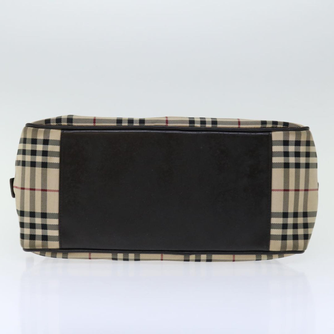Burberry Nova Check Boston Bag Canvas Beige Auth 67656