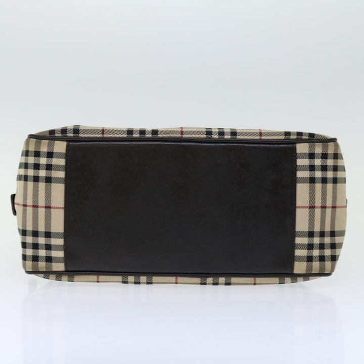 Burberry Nova Check Boston Bag Canvas Beige Auth 67656