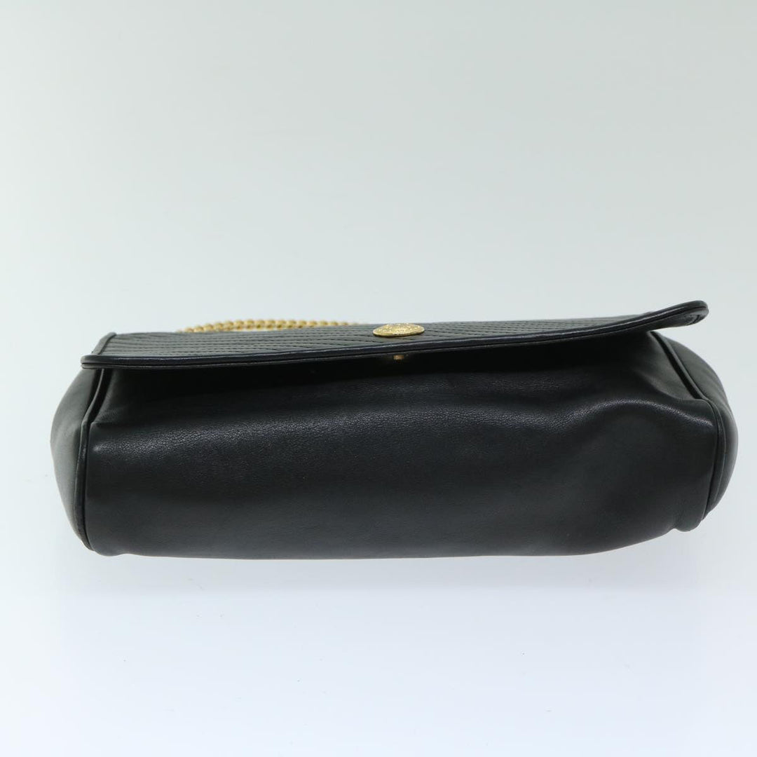 Celine Chain Shoulder Bag Leather Black Auth 67658