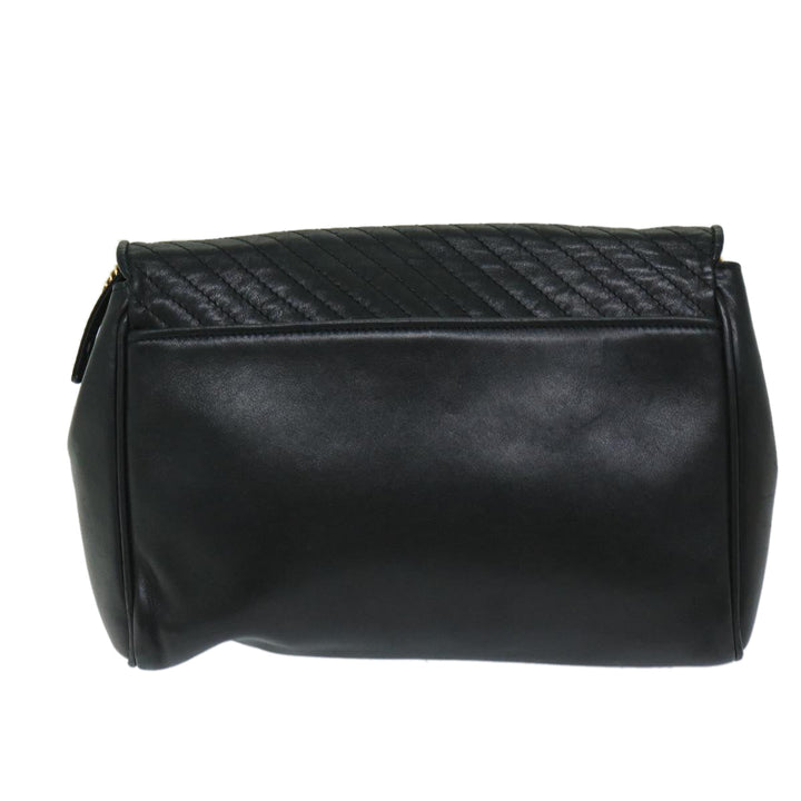 Celine Chain Shoulder Bag Leather Black Auth 67658
