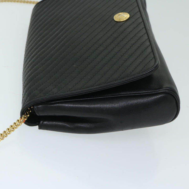 Celine Chain Shoulder Bag Leather Black Auth 67658