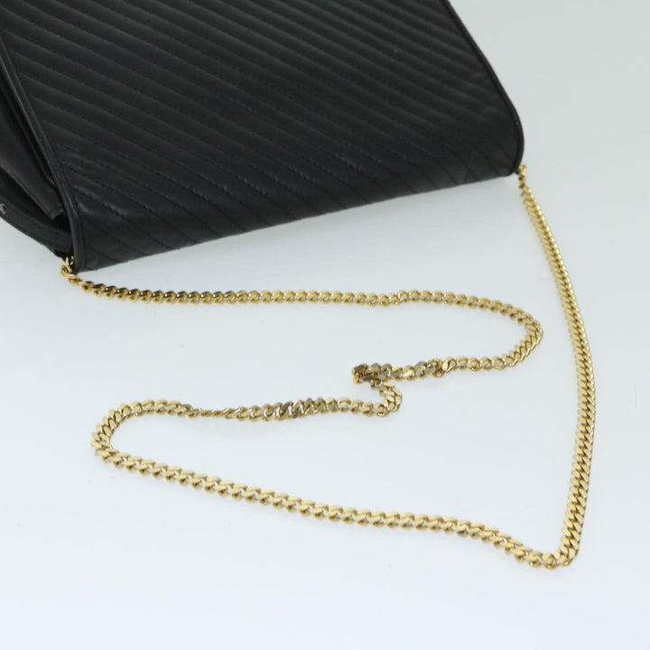 Celine Chain Shoulder Bag Leather Black Auth 67658