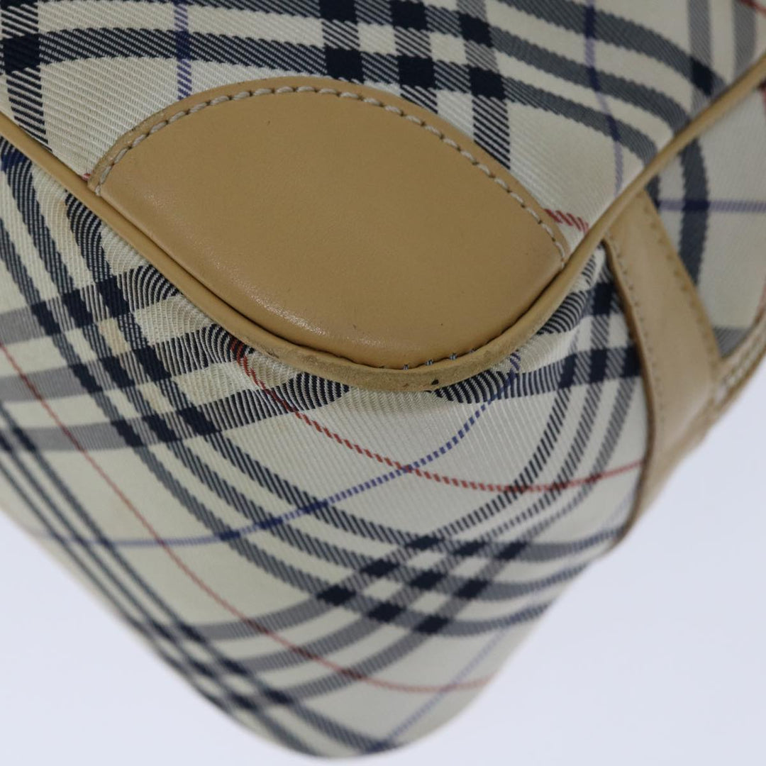 Burberry Nova Check Blue Label Hand Bag Nylon Beige Auth 67668