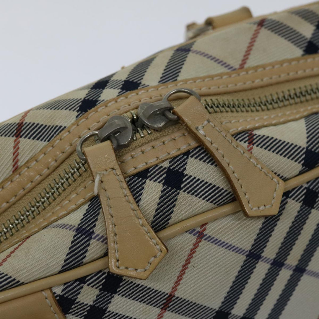 Burberry Nova Check Blue Label Hand Bag Nylon Beige Auth 67668