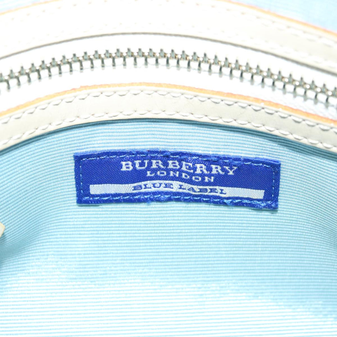 Burberry Nova Check Blue Label Hand Bag Nylon Beige Auth 67668