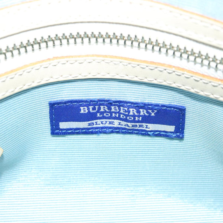 Burberry Nova Check Blue Label Hand Bag Nylon Beige Auth 67668