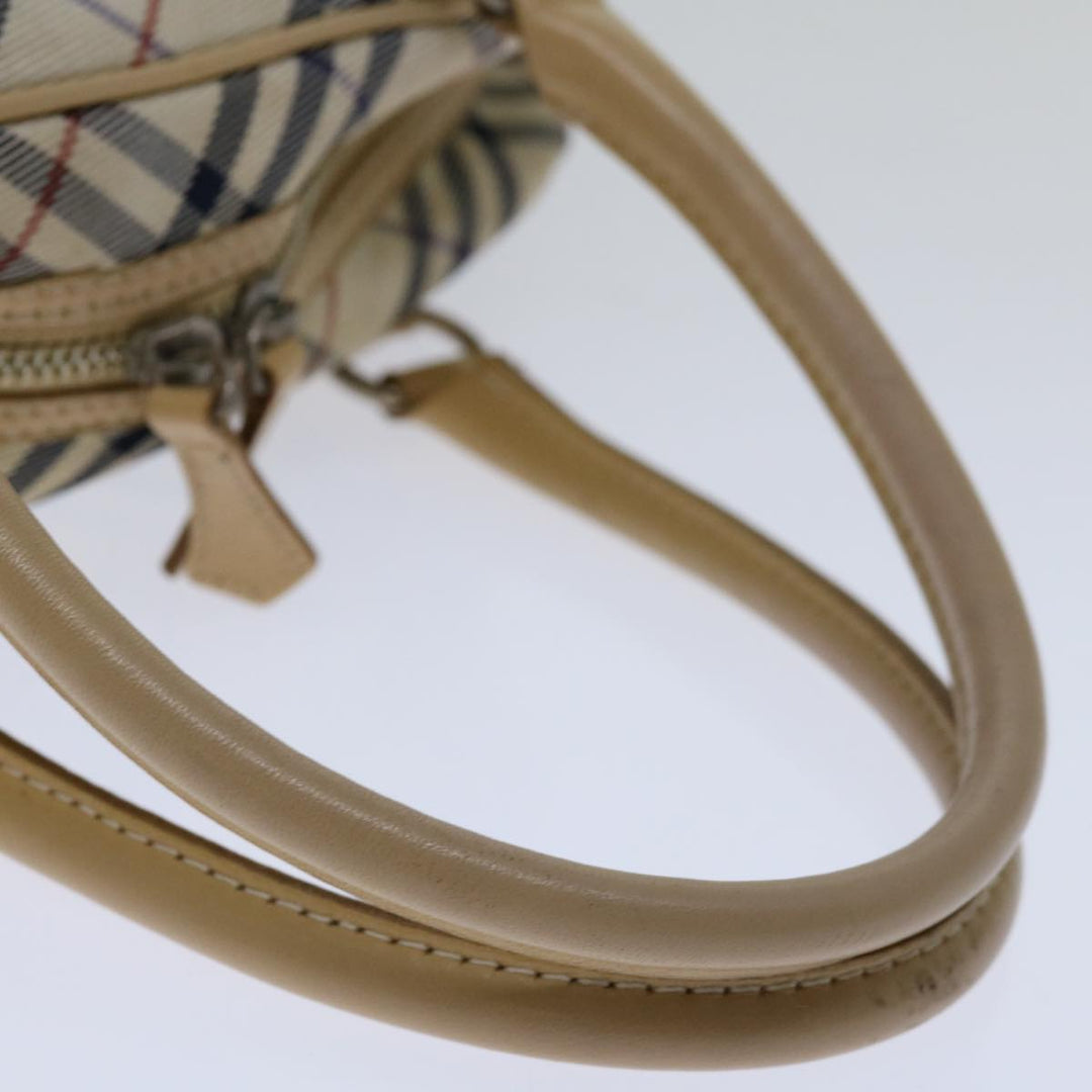 Burberry Nova Check Blue Label Hand Bag Nylon Beige Auth 67668