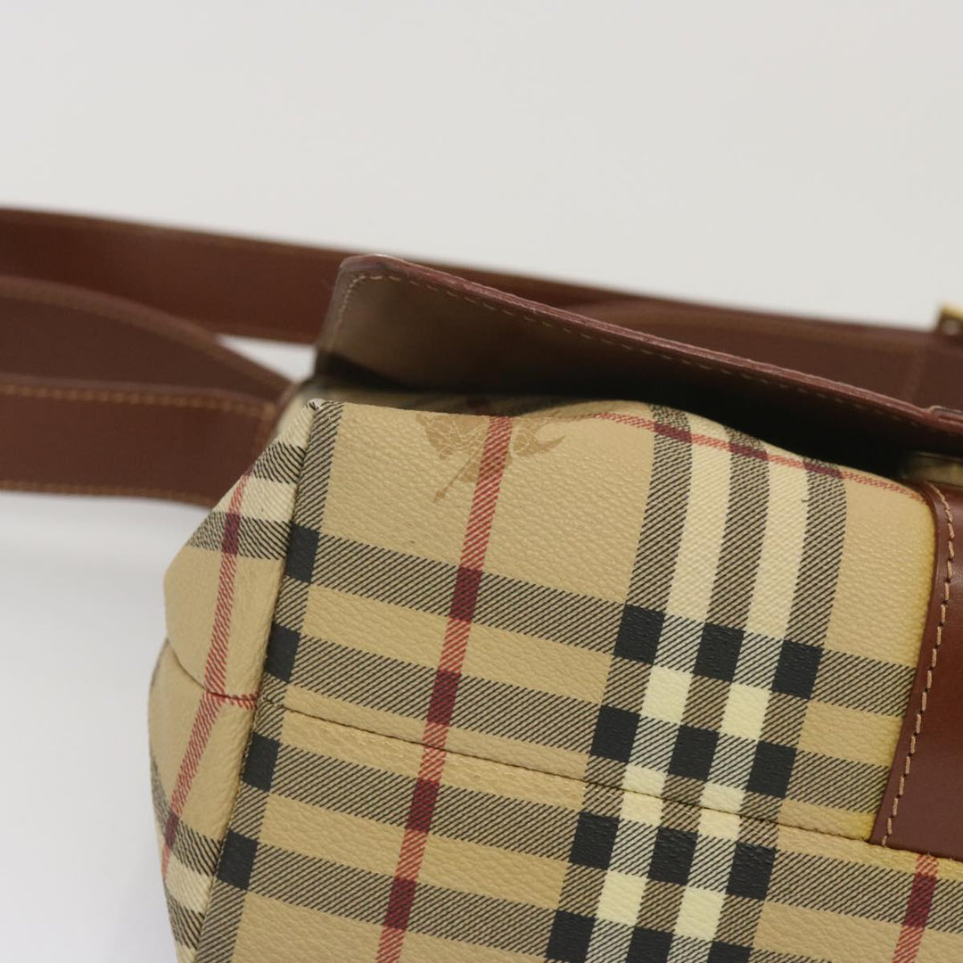 Burberry Nova Check Shoulder Bag PVC Beige Auth 67744