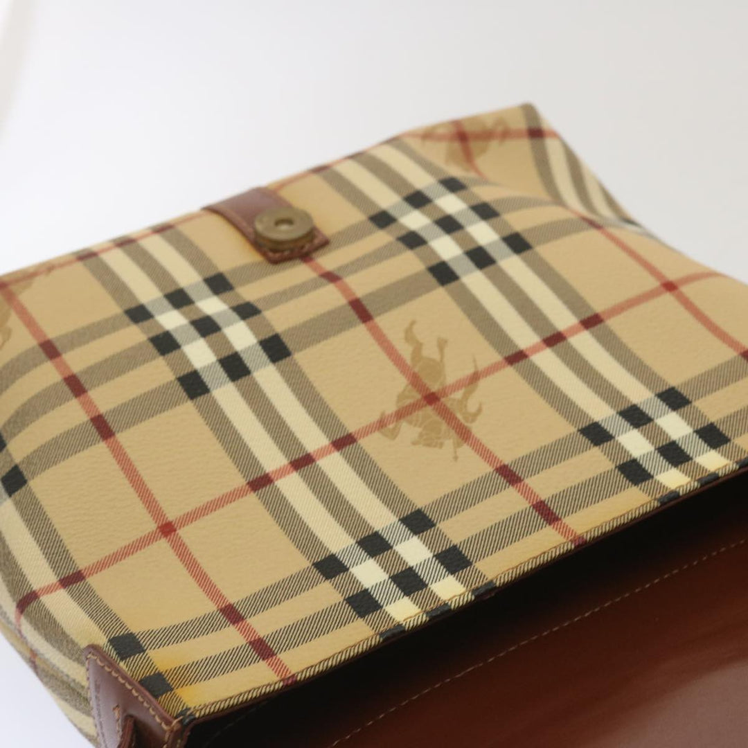 Burberry Nova Check Shoulder Bag PVC Beige Auth 67744