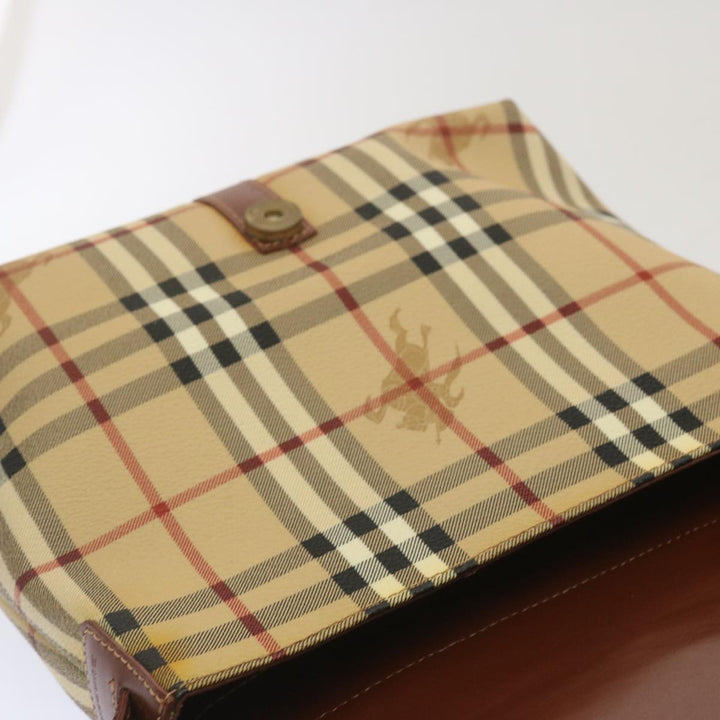 Burberry Nova Check Shoulder Bag PVC Beige Auth 67744