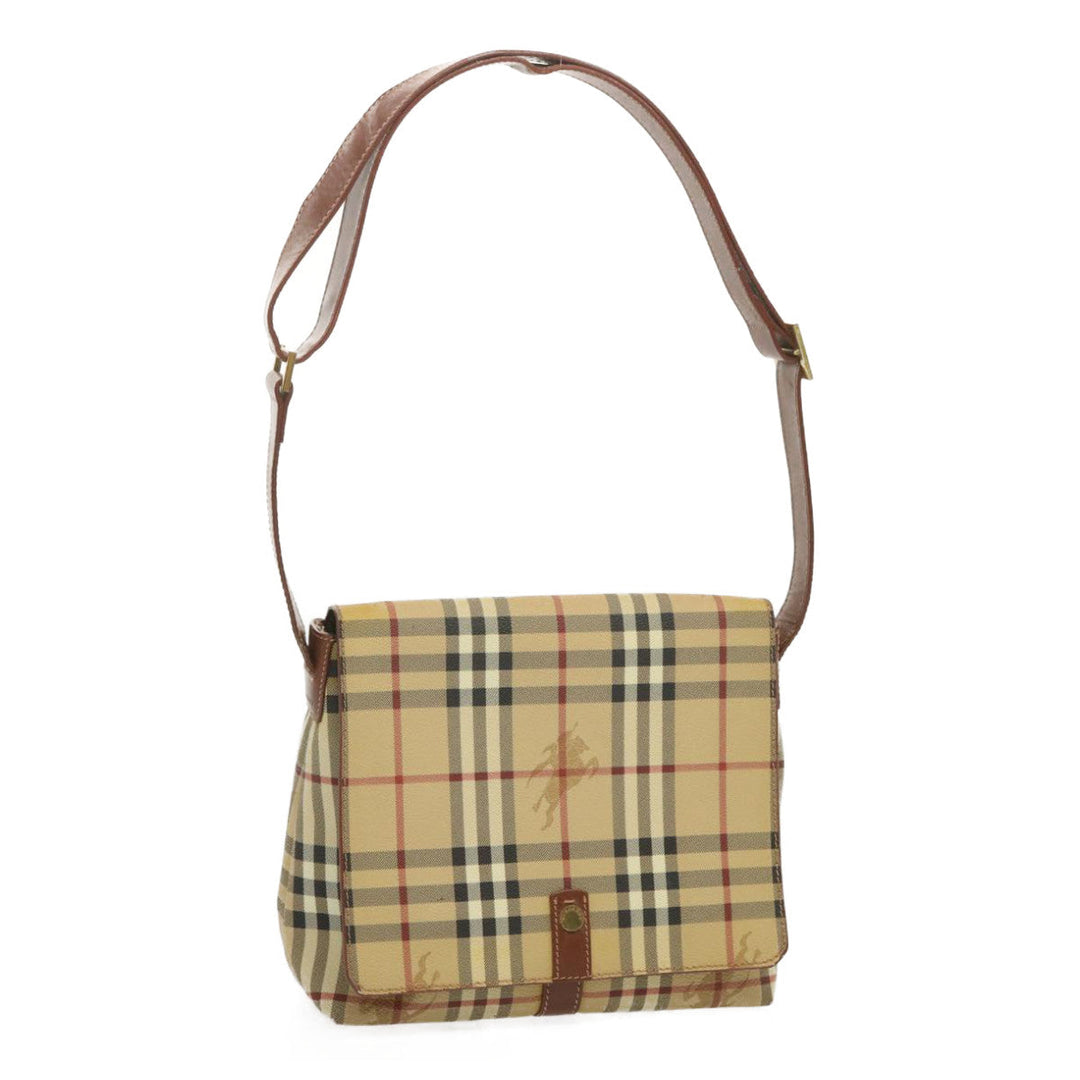 Burberry Nova Check Shoulder Bag PVC Beige Auth 67744