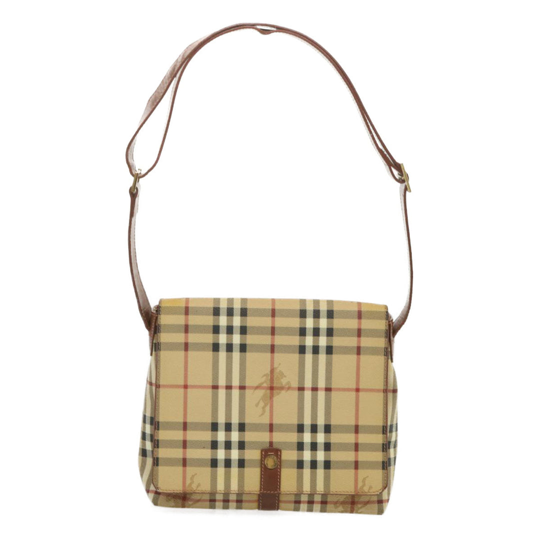 Burberry Nova Check Shoulder Bag PVC Beige Auth 67744