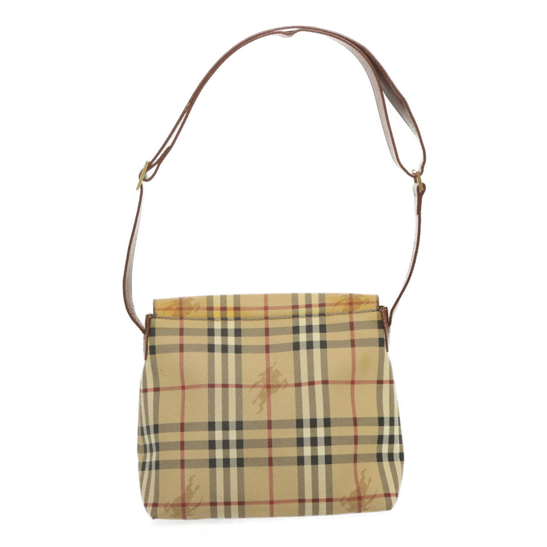 Burberry Nova Check Shoulder Bag PVC Beige Auth 67744