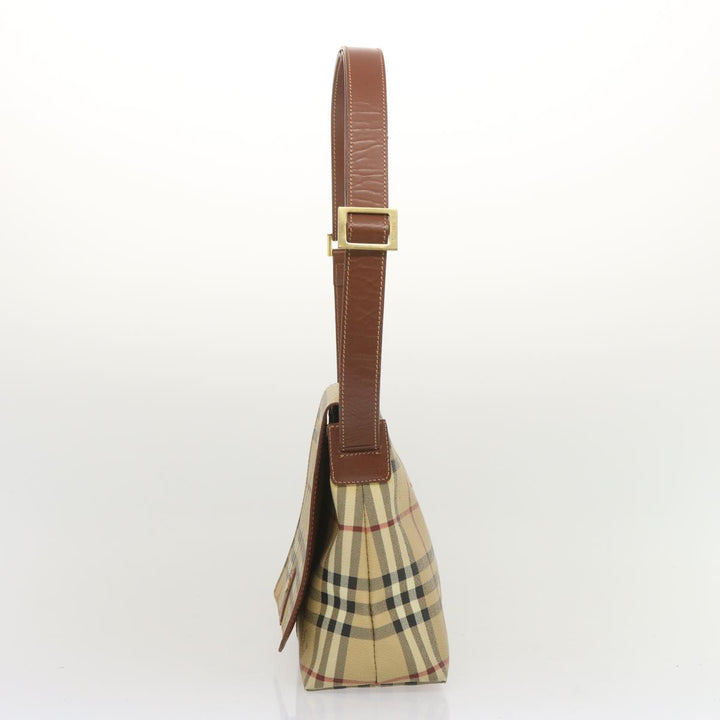 Burberry Nova Check Shoulder Bag PVC Beige Auth 67744