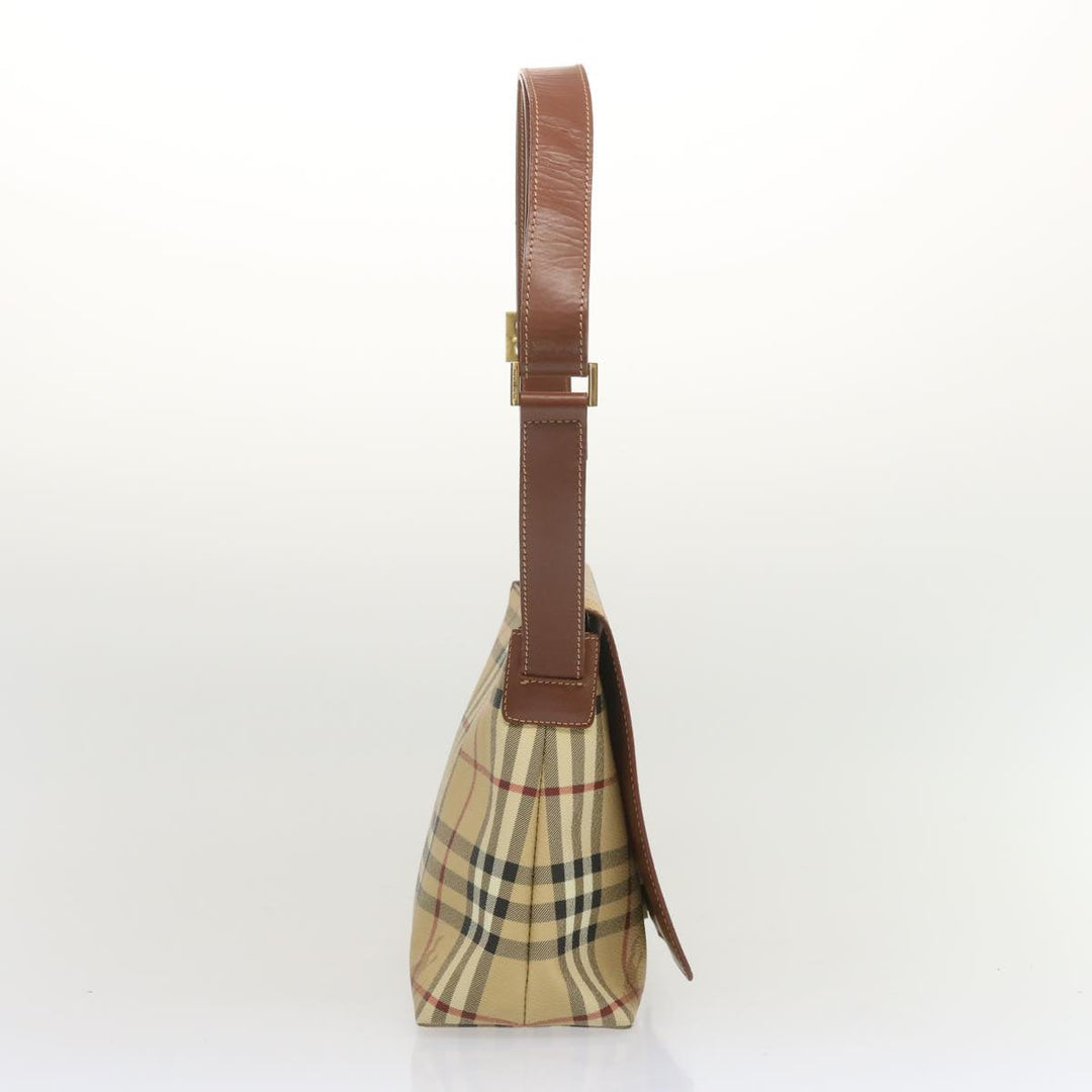 Burberry Nova Check Shoulder Bag PVC Beige Auth 67744