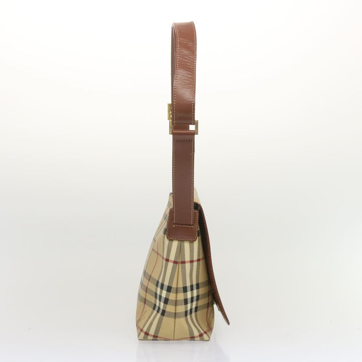 Burberry Nova Check Shoulder Bag PVC Beige Auth 67744