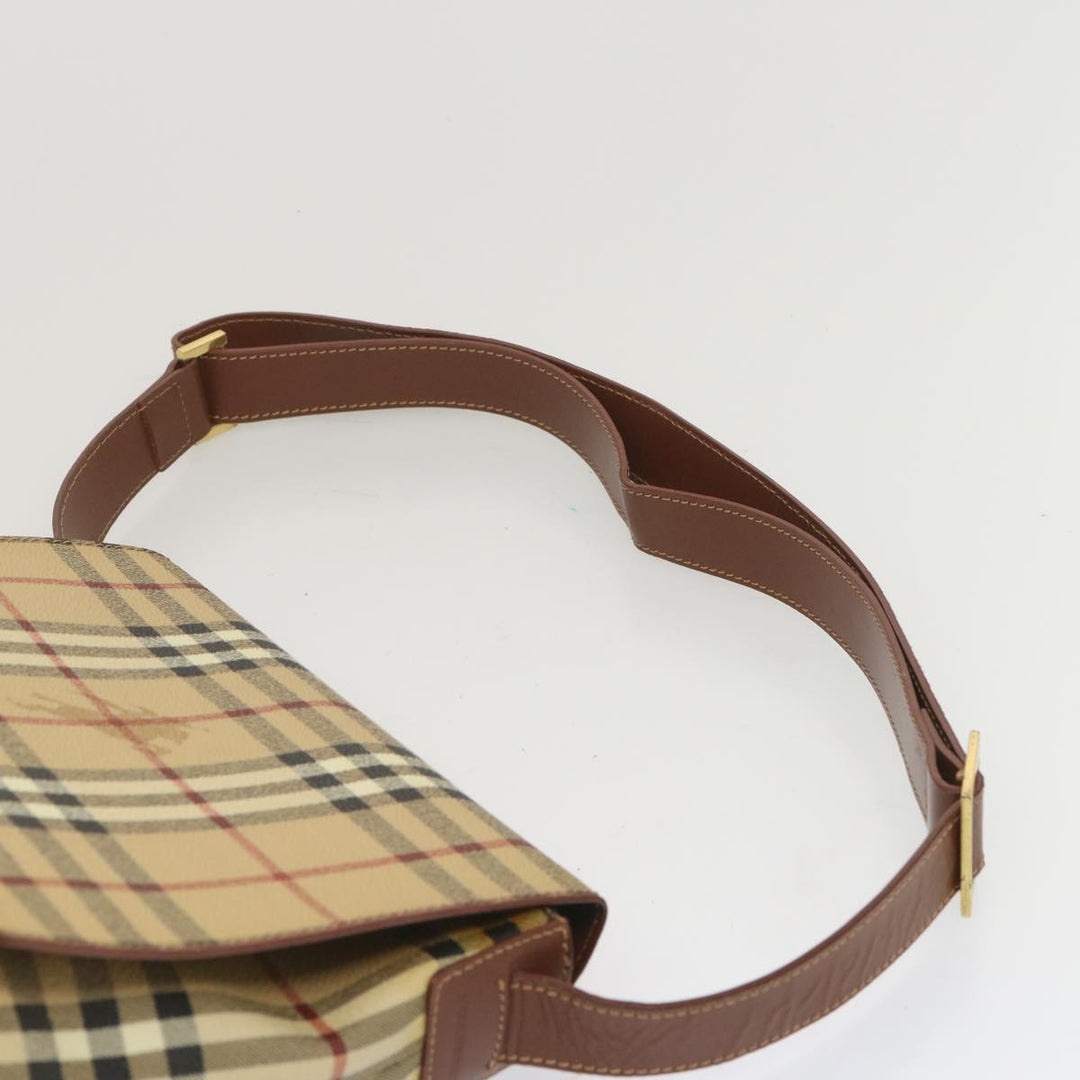 Burberry Nova Check Shoulder Bag PVC Beige Auth 67744