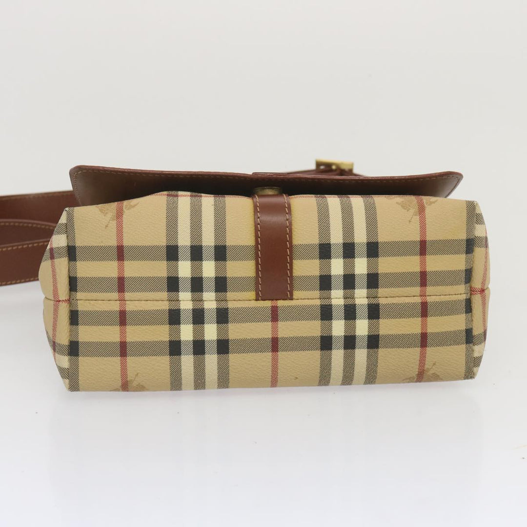 Burberry Nova Check Shoulder Bag PVC Beige Auth 67744