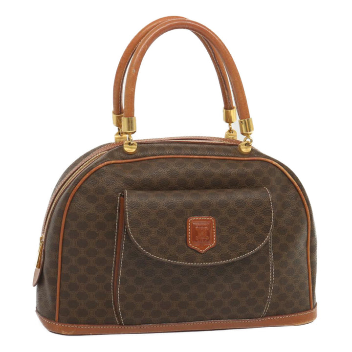 Celine Macadam Canvas Hand Bag PVC Brown Auth 67773