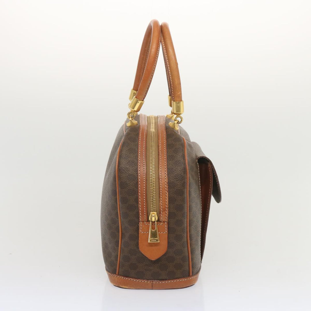 Celine Macadam Canvas Hand Bag PVC Brown Auth 67773