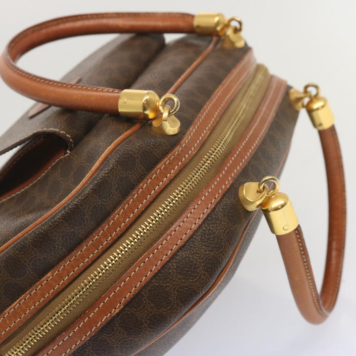 Celine Macadam Canvas Hand Bag PVC Brown Auth 67773