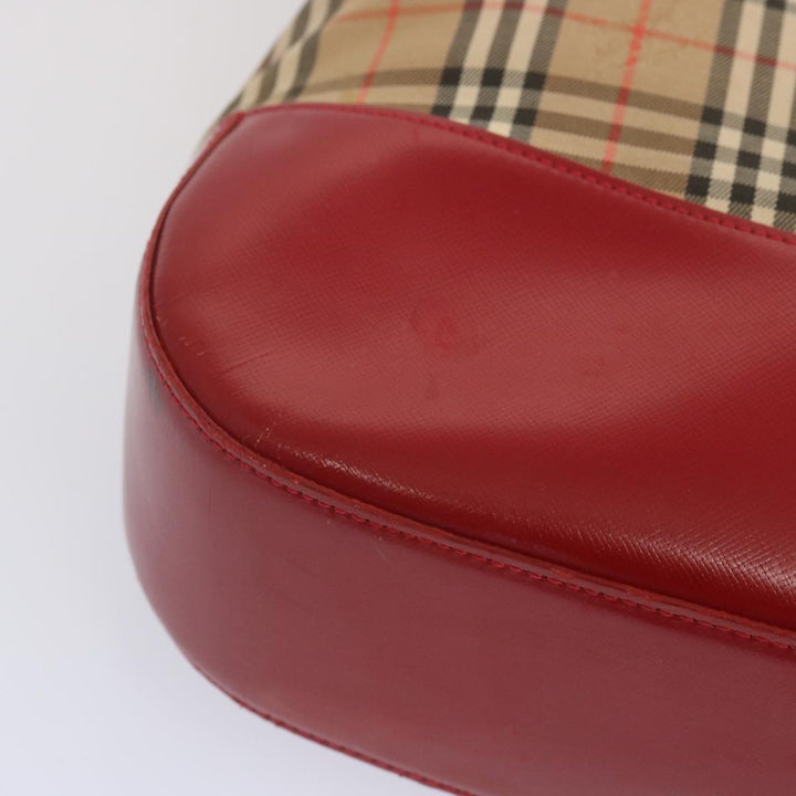 BurberrySs Nova Check Tote Bag Canvas Beige Red Auth 67775