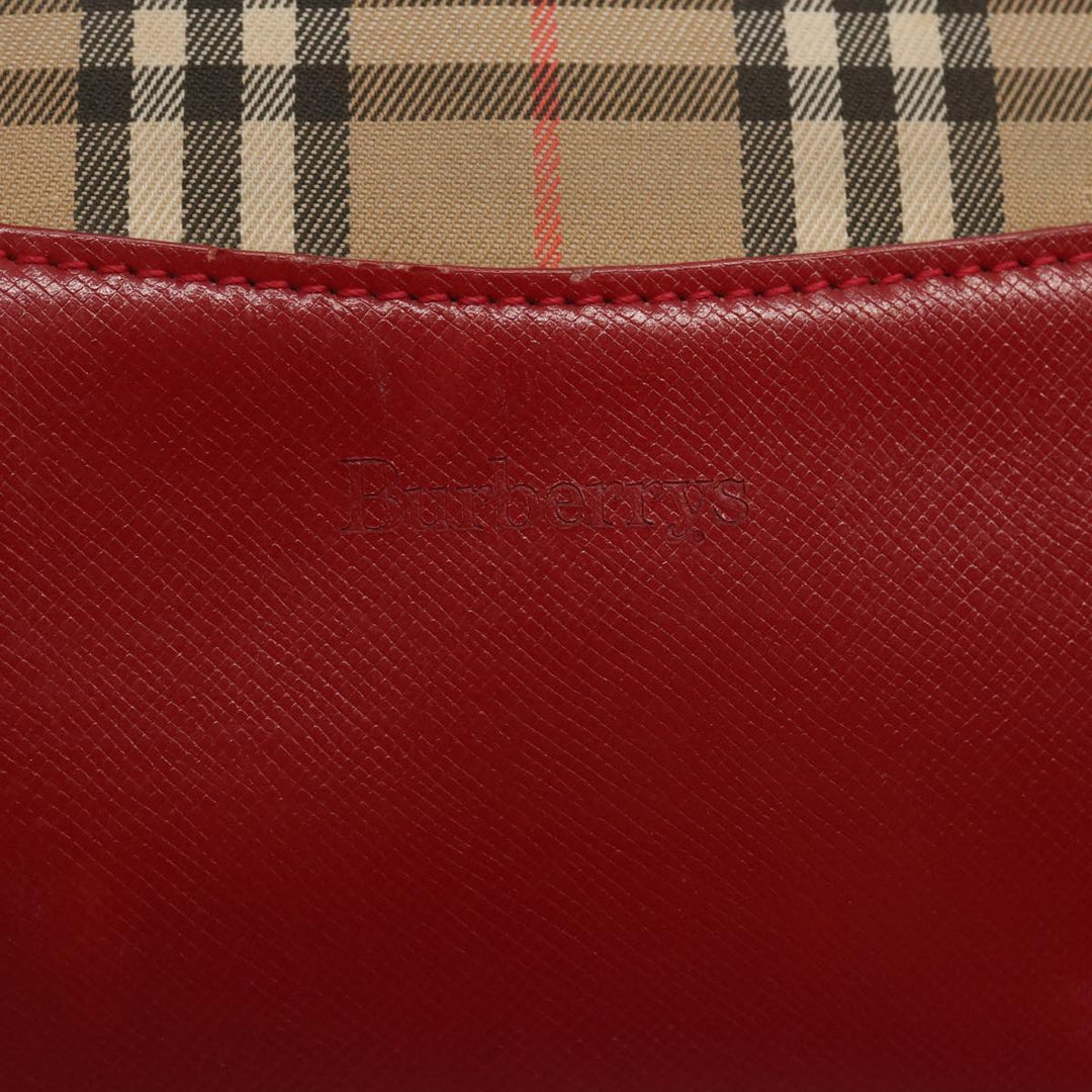 BurberrySs Nova Check Tote Bag Canvas Beige Red Auth 67775