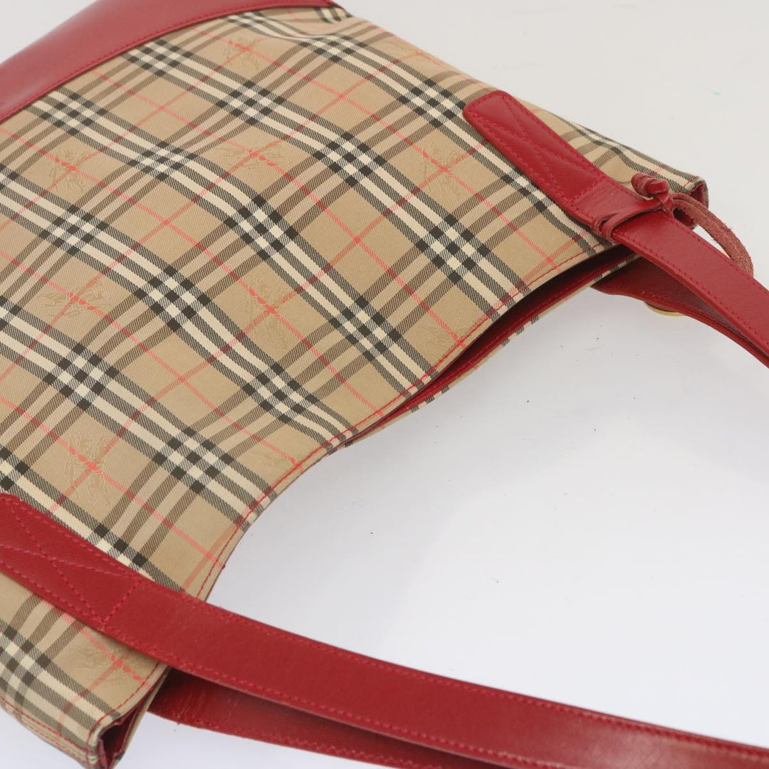 BurberrySs Nova Check Tote Bag Canvas Beige Red Auth 67775