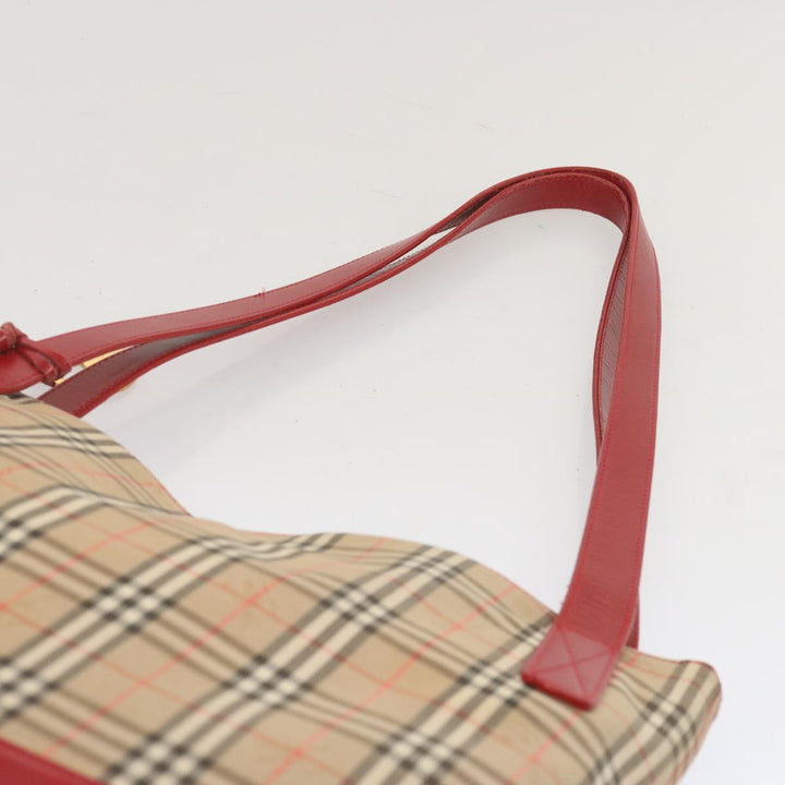 BurberrySs Nova Check Tote Bag Canvas Beige Red Auth 67775