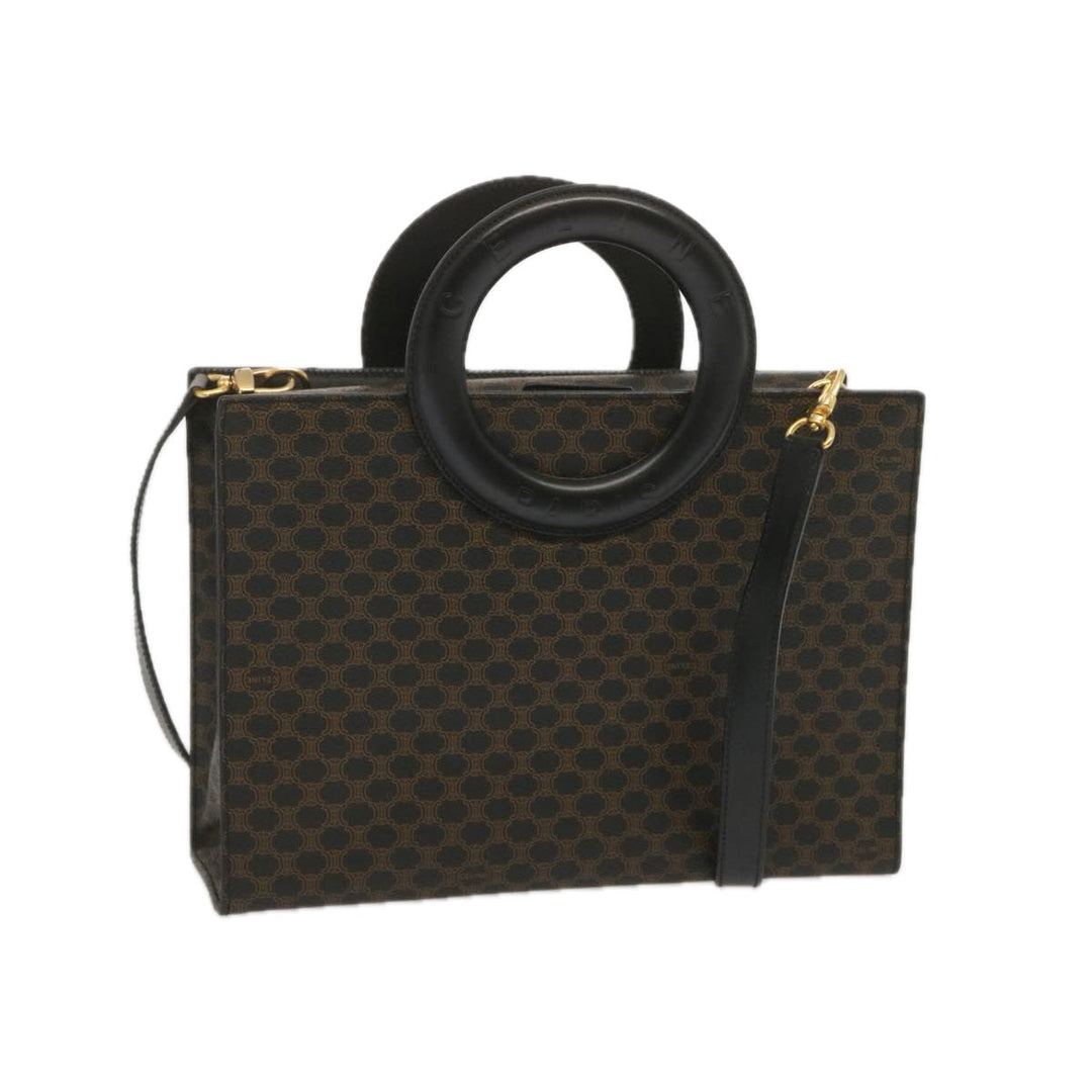 Celine Macadam Canvas Hand Bag PVC 2way Black Auth 67776A