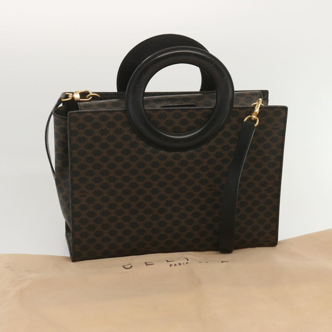 Celine Macadam Canvas Hand Bag PVC 2way Black Auth 67776A