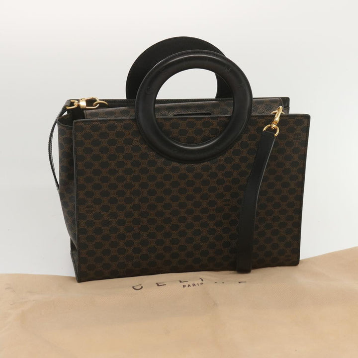 Celine Macadam Canvas Hand Bag PVC 2way Black Auth 67776A