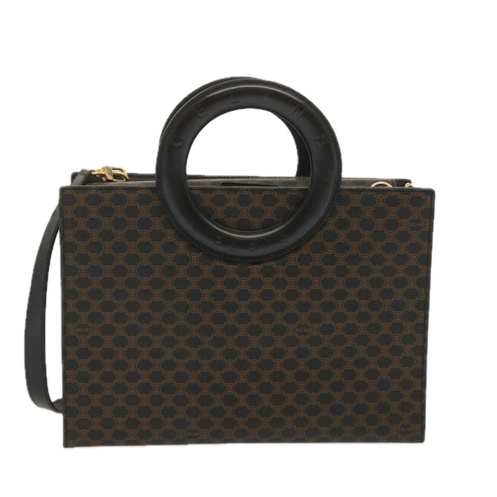 Celine Macadam Canvas Hand Bag PVC 2way Black Auth 67776A