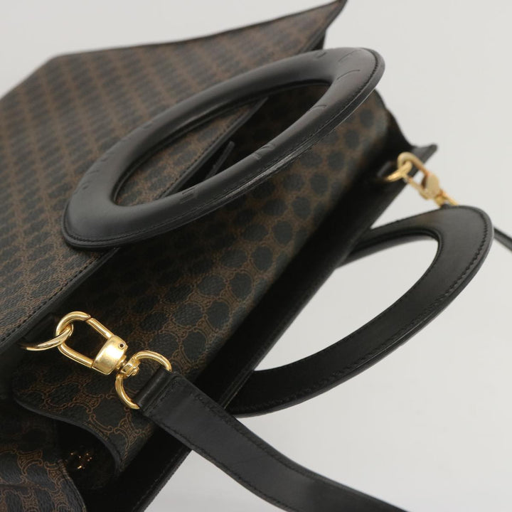 Celine Macadam Canvas Hand Bag PVC 2way Black Auth 67776A