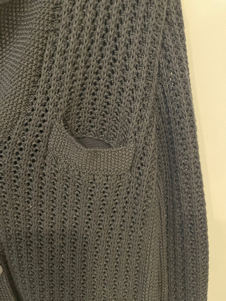 Top Quality Chanel Black La Pausa Knit igan with Logo Buttons Details Size FR 38 (UK 10)