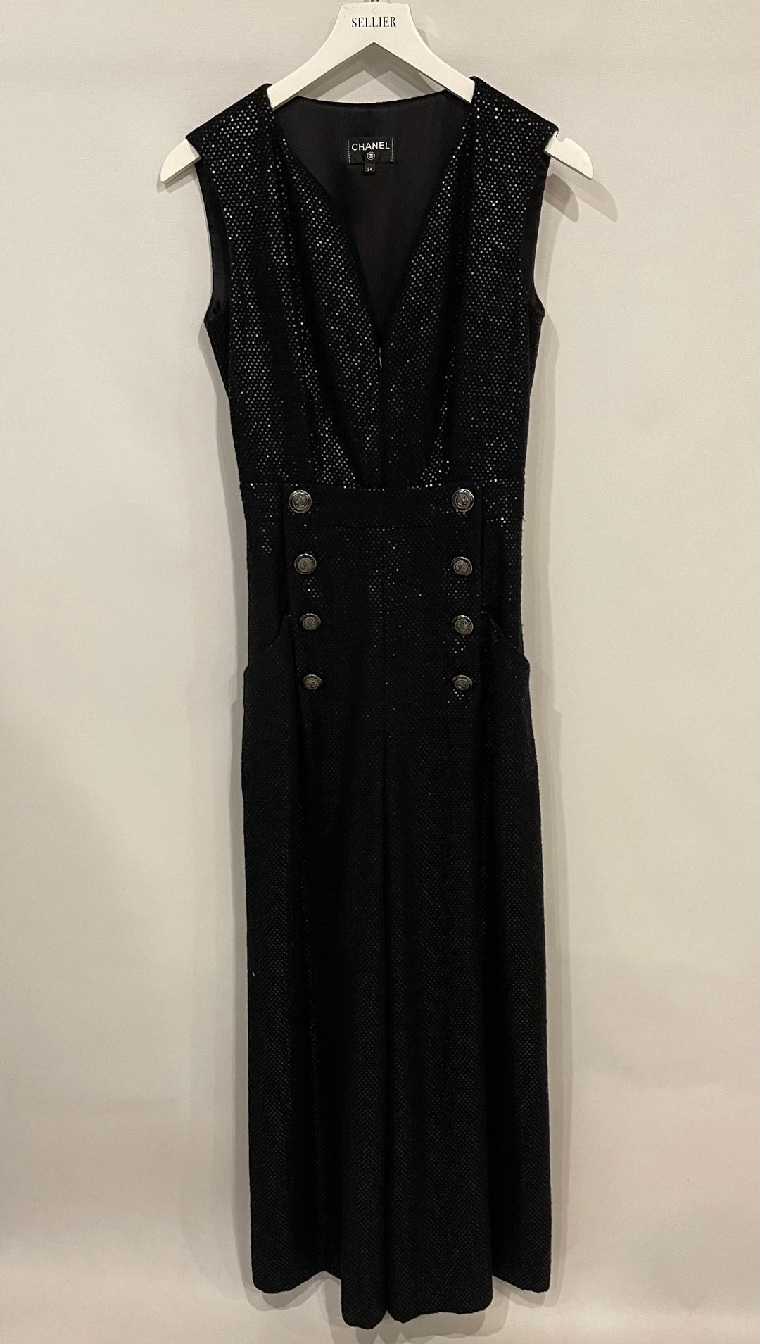 Top Quality Chanel Black Long Sleeve Embellished Jacket with Matching Jumpsuit Set Size FR 34 (UK 6)